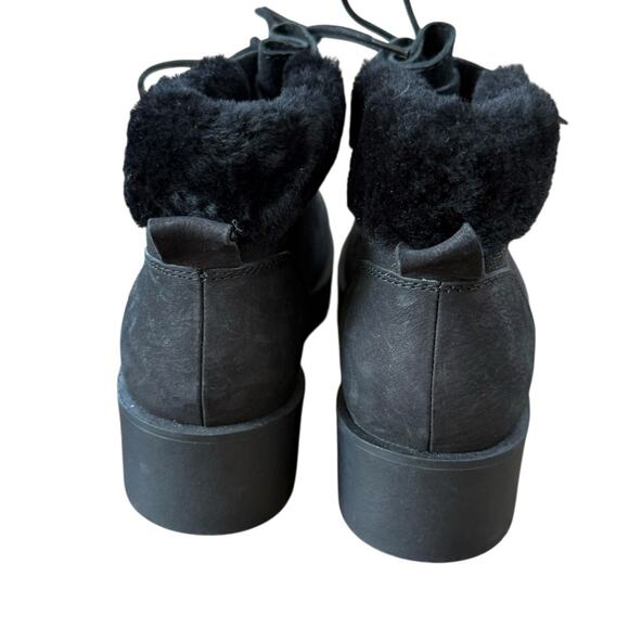 Eileen Fisher Kenille Genuine Shearling Trim Wedge Black Booties – 8.5 - Picture 5 of 6
